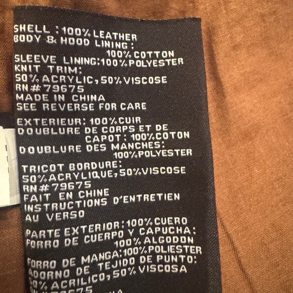 Michael Kors Women's Brown Leather Hooded Moto Jacket Size M - Picture 13 of 16